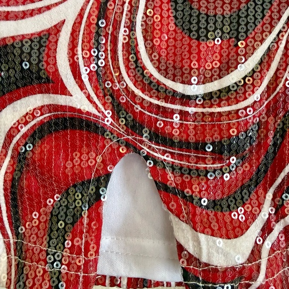 rue21 Red & Black Sequin Marble Swirl Mini Skirt - Size Medium - Picture 3 of 8
